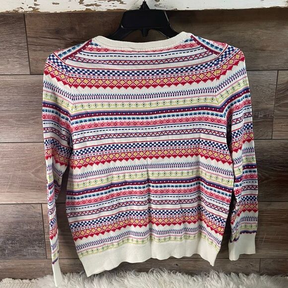 GAP Women’s Fair Isle Crew Neck Knit Sweater Size Large White Multicolor 2019 - Picture 4 of 8